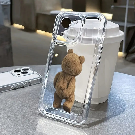 Transparent Cartoon Teddy Bear iphone Cases